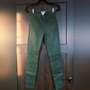 L'Agence Marguerite High Rise Skinny Coated Pants Size 26 Green